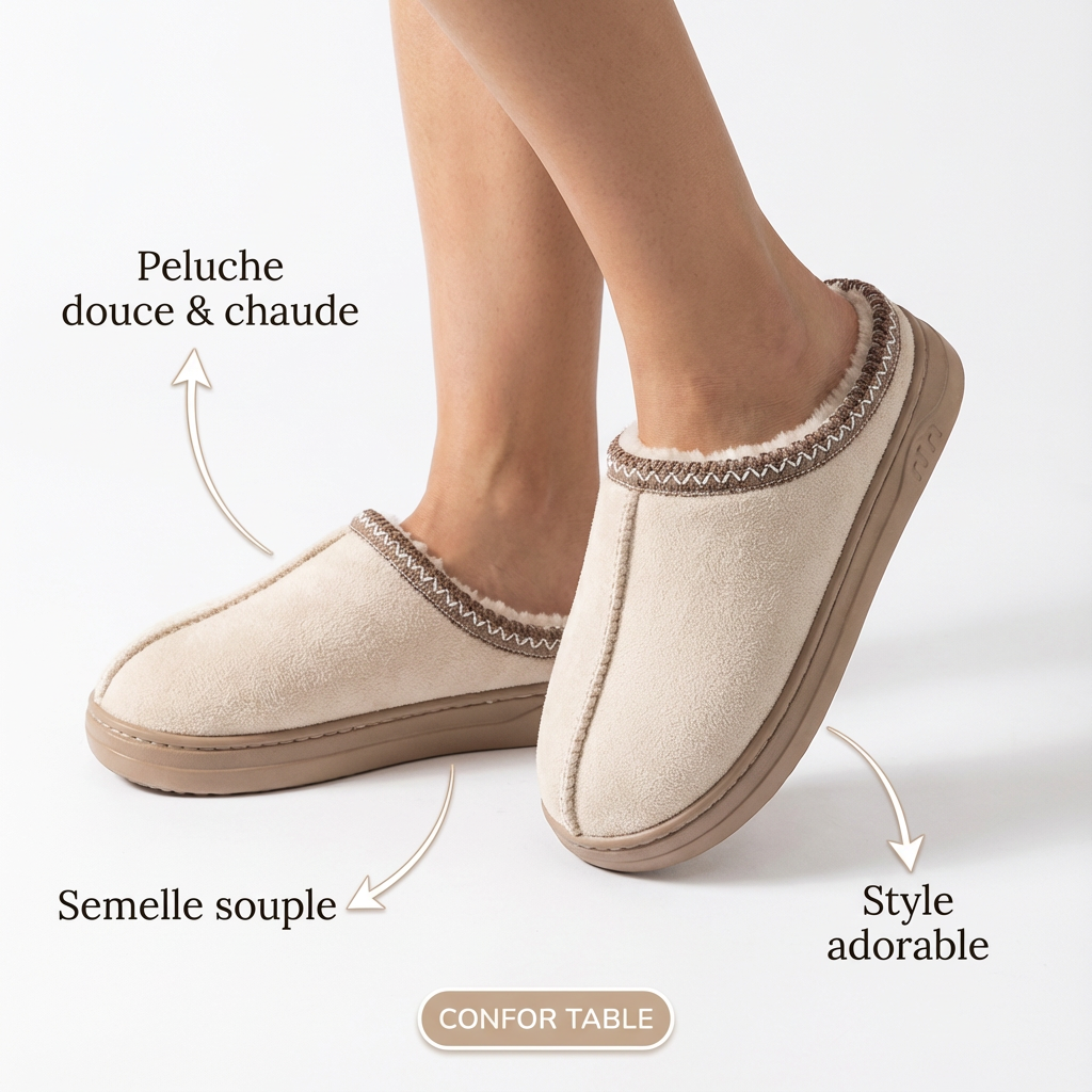 Aron - Chaussons en peluche pour femmes